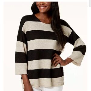 Striped Black and Tan linen sweater